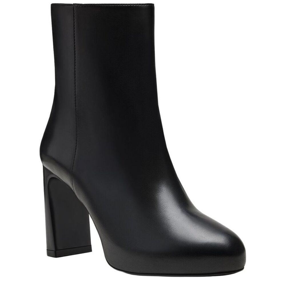 Stuart Weitzman Babette Platform Zip Leather Bootie, Beige